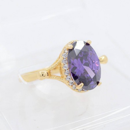 Элегантное кольцо с фианитами оптом 10-1067-фиолетовый фото | Brulik