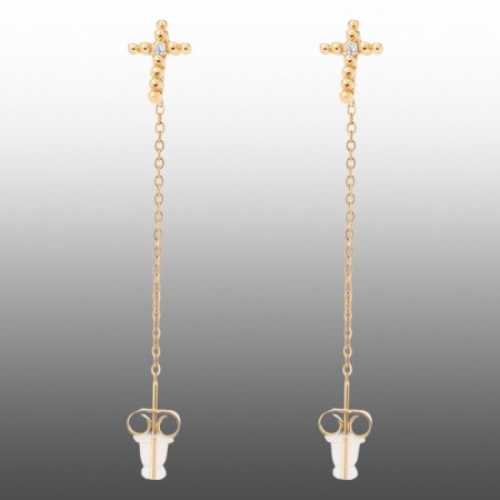 Позолочені сережки-гвоздики "Хрестики"  Xuping 24341 фото | Brulik