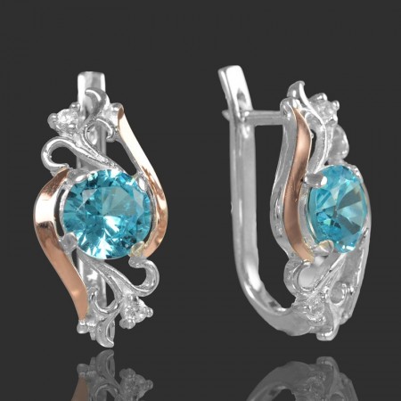 Серебряные серьги с золотыми вставками 50 фото | Brulik