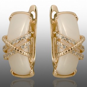 Позолочені сережки керамічні Xuping 24060-білі фото | Brulik