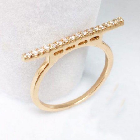 Позолоченное  кольцо с фианитами 10-1137 фото | Brulik