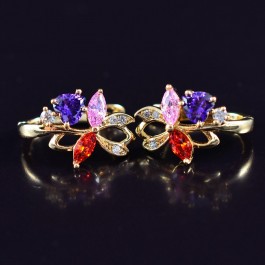 Позолоченные серьги с фианитами 18K 10-9361-мультиколор