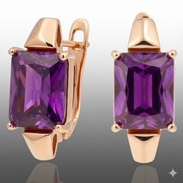 Позолочені сережки Xuping 24661-фіолетовий фіаніт