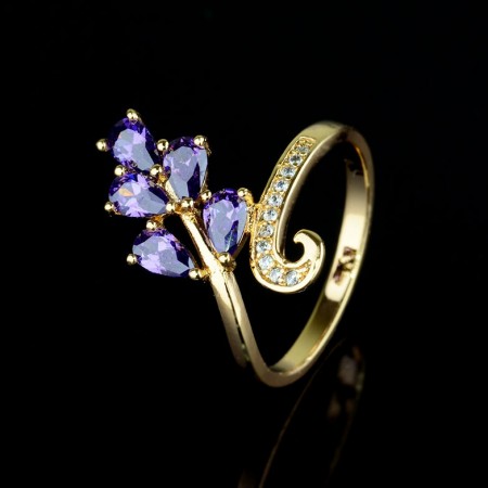 Позолоченное кольцо XP 1652-фиолетовый фото | Brulik