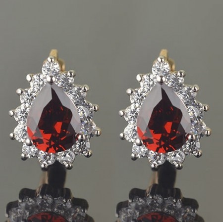 Позолоченные серьги XP 2830-красный фото | Brulik