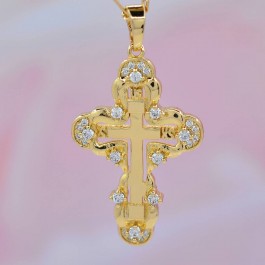 Изумительный крестик с фианитами в позолоте 10-3009
