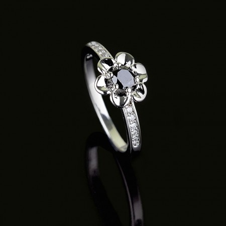 Позолоченное кольцо 13340 - черный фото | Brulik