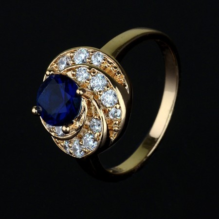 Позолоченное кольцо XP1434-синий фото | Brulik