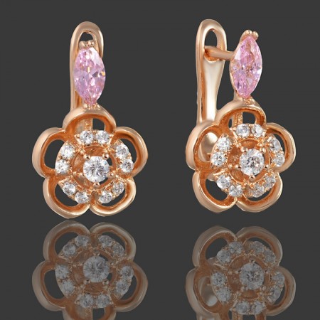 Позолоченные серьги  XP 20193-розовый фото | Brulik