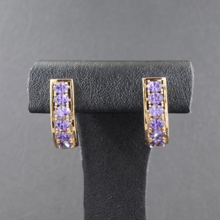Позолоченные серьги с фианитами Xuping  10-2114-фиолетовый фото | Brulik