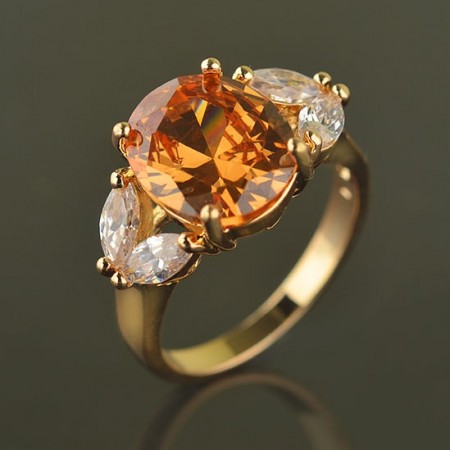 Позолоченное кольцо с фианитами Fallon 83200855-шампань фото | Brulik