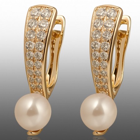 Позолочені сережки з перлинами Xuping 24659 фото | Brulik