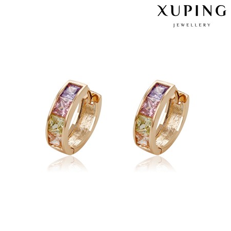 Позолоченные серьги Xuping 94619 -фианиты мультиколор светлый фото | Brulik