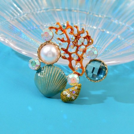 Брошь "Коралл" 8826-бирюзовый фото | Brulik