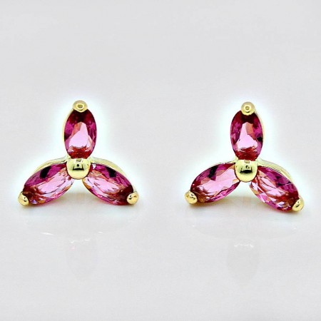 Милые серьги-гвоздики с фианитами оптом 9966-красный корунд фото | Brulik