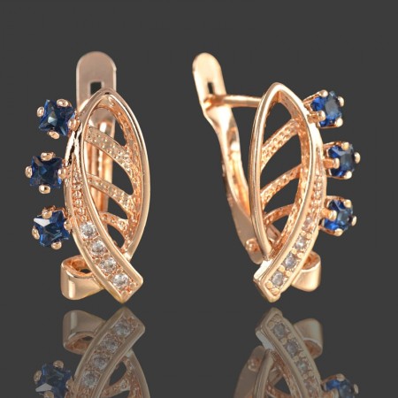 Позолоченные серьги Fallon 8225462-синий фото | Brulik