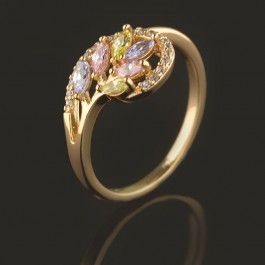 Позолоченное кольцо XP 1968-светлый мультиколор