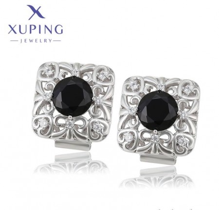 Серьги Xuping 21397-чёрные фианиты фото | Brulik