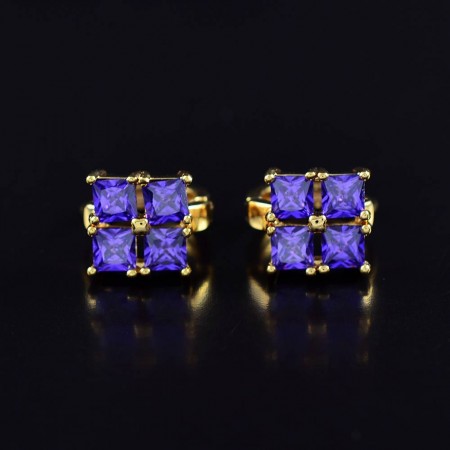 Позолоченные серьги с фианитами ХР 10-9269-фиолетовый фото | Brulik