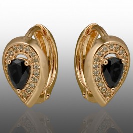 Позолочені сережки Xuping 24701-чорний фіаніт