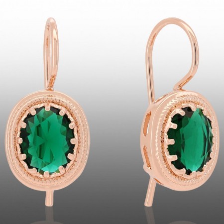 Позолочені сережки  Fallon 82233017-зелений фото | Brulik