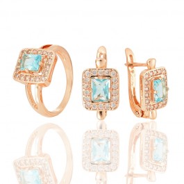 Позолоченный комплект Fallon 81200248-светло-голубые фианиты 