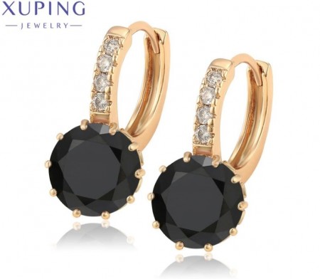 Позолочені сережки Xuping  28303-чорні фіаніти фото | Brulik