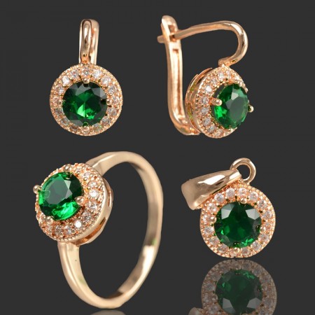 Позолоченный комплект  Fallon 81200147-зеленый фото | Brulik