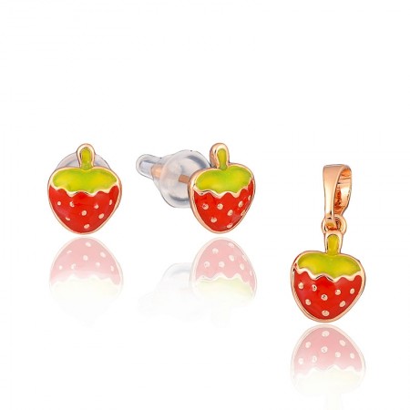 Позолоченный детский комплект Xuping "Клубнички" 6498 фото | Brulik