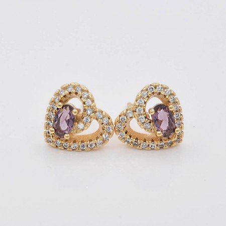 Очаровательные серьги с фианитами XP 10-2737- фиолетовый фото | Brulik