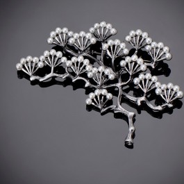 Стильная брошь-8432-белый