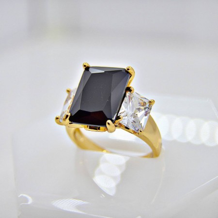Кольцо с черным фианитом 10839 фото | Brulik