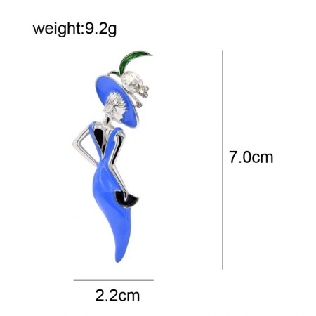 Брошь "Мадам" 8498-синий фото | Brulik