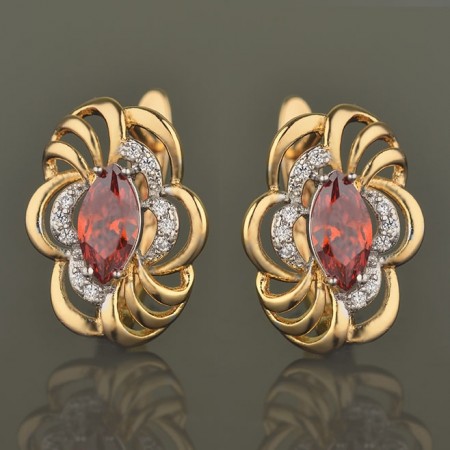 Позолоченные серьги  XP 2334-красный фото | Brulik