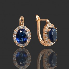 Позолоченные серьги  Xuping  2054-синий фианит