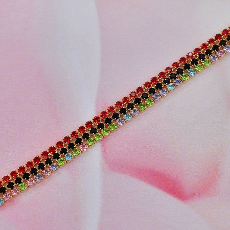 Позолоченный браслет с фианитами Xuping 10-7288- темный мультиколор фото | Brulik