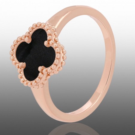 Позолочена каблучка у стилі Ван Кліф Fallon 83233003-чорний перламутр фото | Brulik