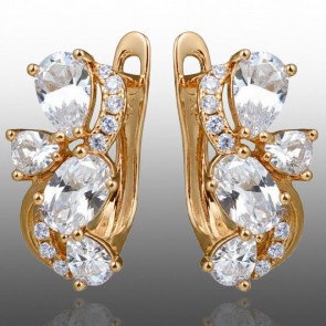 Позолочені сережки  Xuping 24763-білий фіаніт фото | Brulik