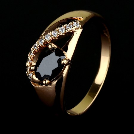 Позолоченное кольцо XP 1846-черный фото | Brulik
