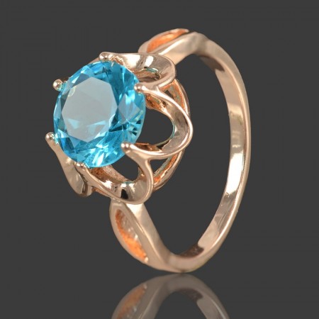 Позолоченное кольцо с фианитами Fallon 83200680-голубой фото | Brulik