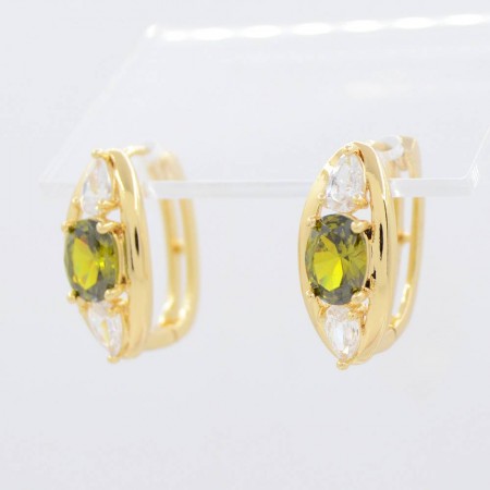 Очаровательные серьги с фианитами оптом 10-2288-зеленый фото | Brulik