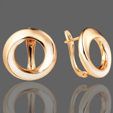 Позолочені сережки Xuping 23031 з білою емаллю фото | Brulik