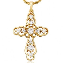 Шикарный крестик с фианитами 18K 32707