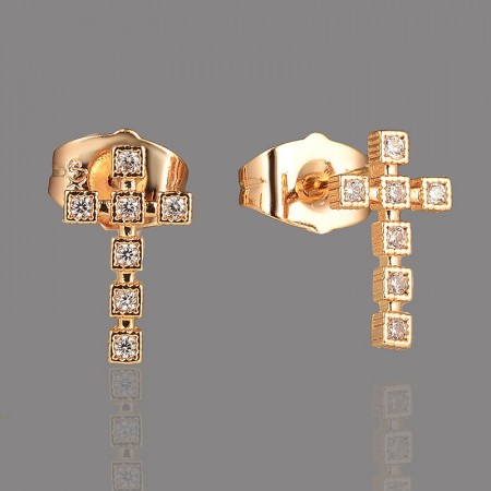 Позолочені сережки гвоздики хрестики Xuping 22867 фото | Brulik