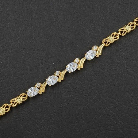 Браслет с фианитами в позолоте 10-7001 - белый фото | Brulik