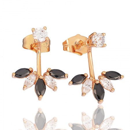 Позолоченные серьги  Xuping 93880-черные фианиты фото | Brulik
