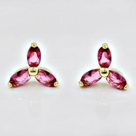 Милые серьги-гвоздики с фианитами оптом 9966-красный корунд