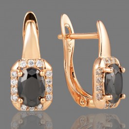 Позолоченные серьги Xuping 22548-черный фианит