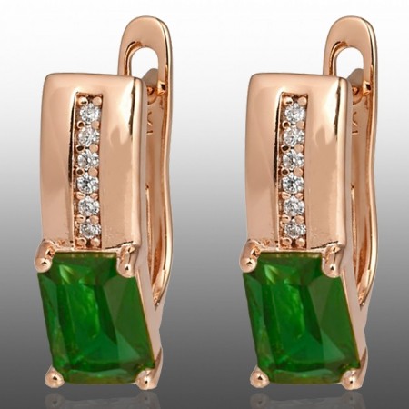Позолочені сережки Xuping 24336-зелені фіаніти фото | Brulik