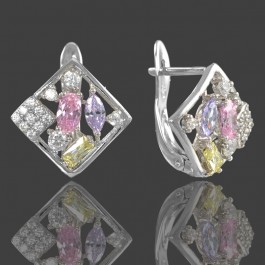 Серьги XP 209-цветные светлые фианиты